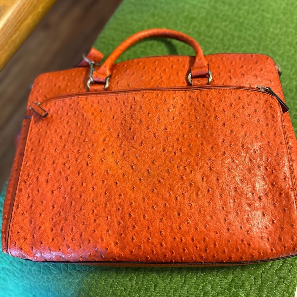 Orange Ostrich Leather Handbag